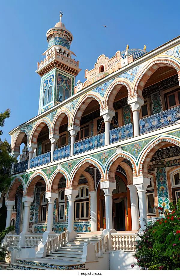 Colorful Mosque Exterior Architecture