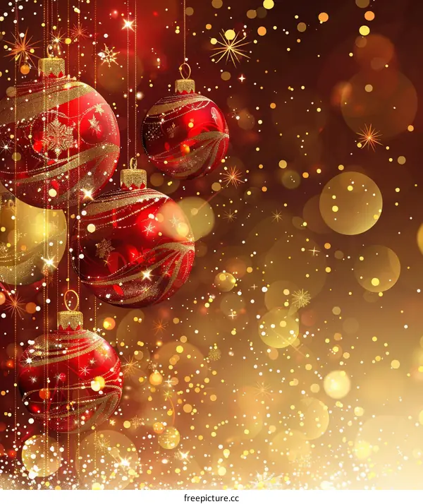 Red and Gold Christmas Baubles Background