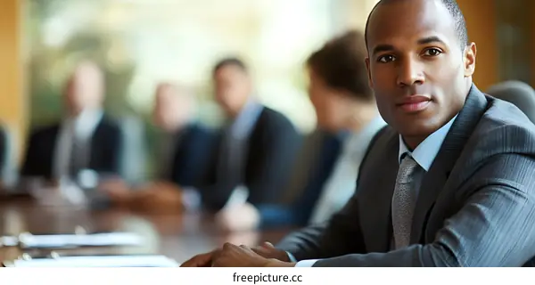 African American Businessman Sitting In A Meeting