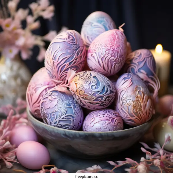 Exquisitely Hand-Crafted Easter Eggs Adorned with Pastel Floral Patterns