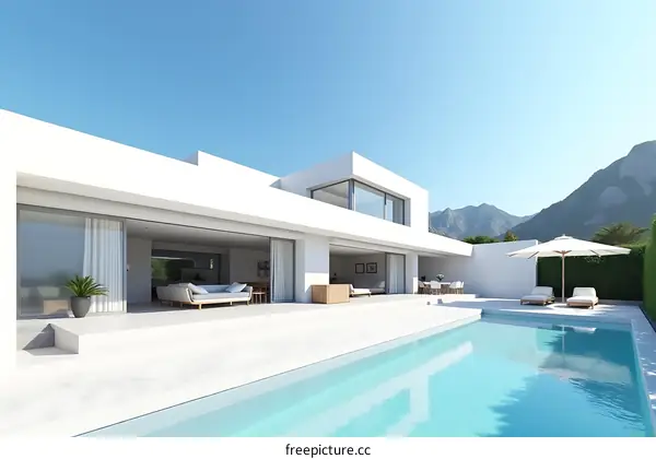 Modern Villa With Swimming Pool And Mountain View
