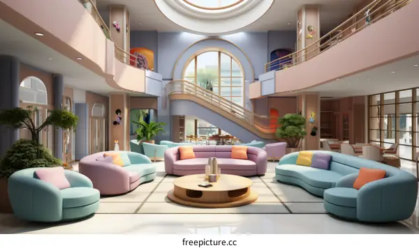 Retro 90s Living Room Interior Design