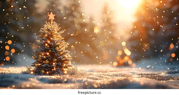 Christmas tree in the snow