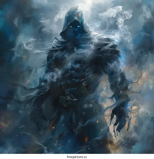 Mysterious Figure Shrouded in Smoke