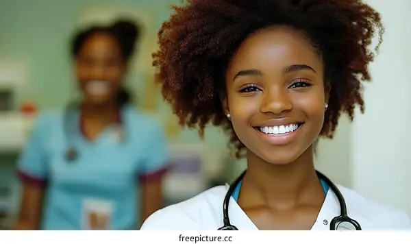 Smiling African American female doctor portrait