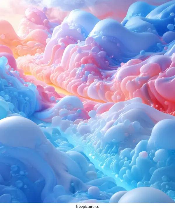 3D Abstract Cloudscape River Dreamlike Rendering