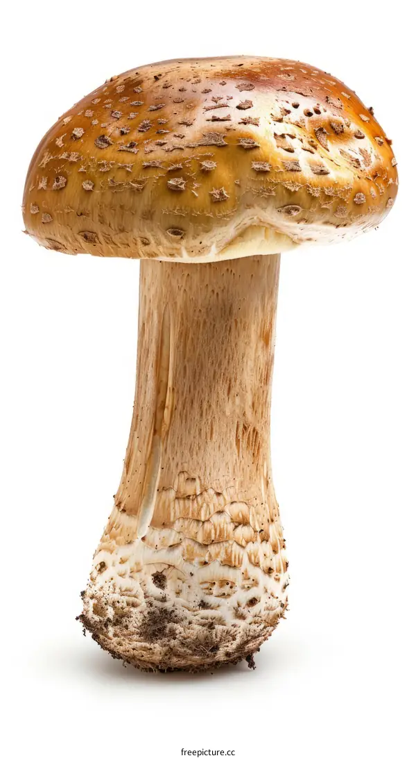 Close-up Photo of a Brown Mushroom with White Background