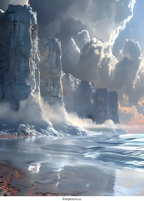 Ice formations on the coast