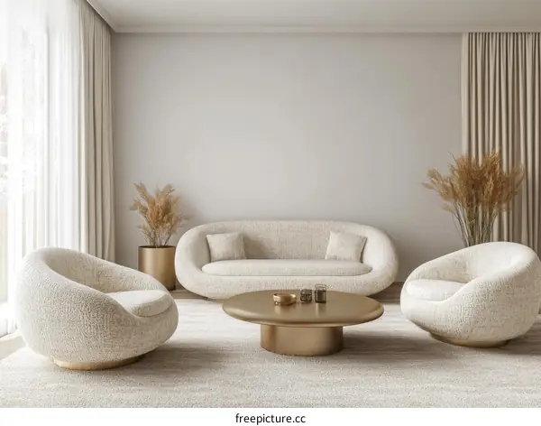 Modern Beige Living Room Interior Design