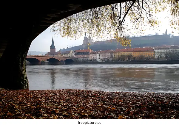 Autumnal European Cityscape by the River