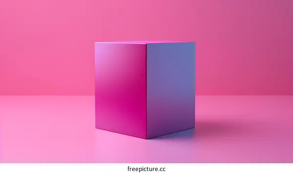 Purple and Pink Gradient Cube on Pink Background