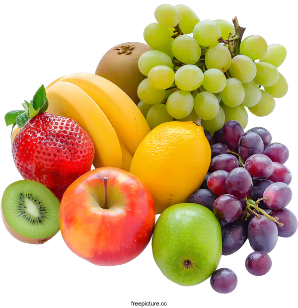 [Transparent Background PNG]Assortment of Fresh Fruits on White Background