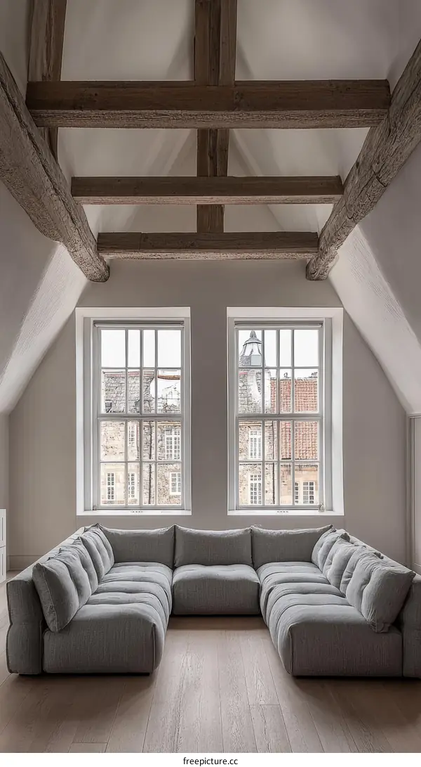 Modern Sectional Sofa in a Light Loft Space