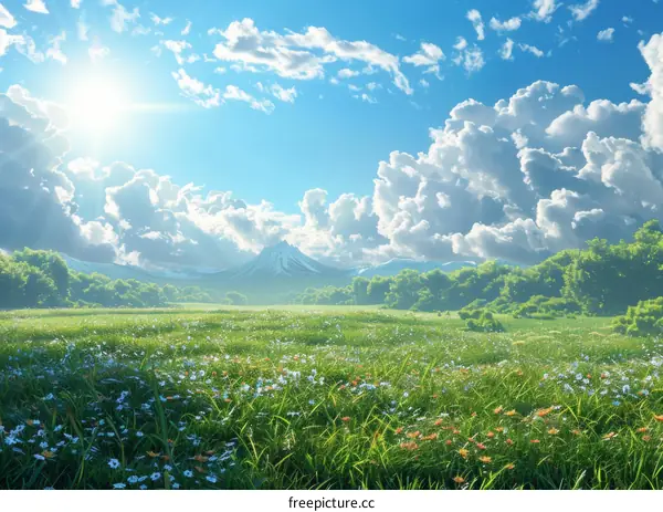 Stunning Spring Meadow Landscape Illustration