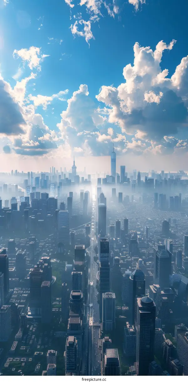 City Skyline: A Towering Metropolis of Glass and Steel