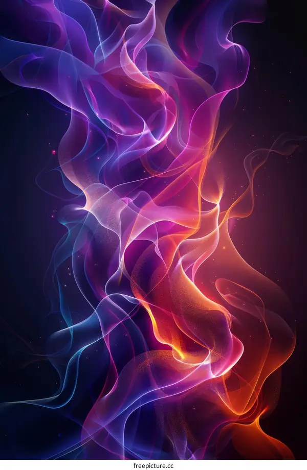 Abstract background with flowing lines and glowing particles