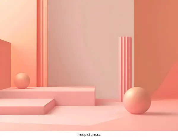Abstract Minimalist Background with Pink Geometric Shapes