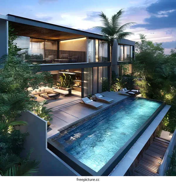 Modern Tropical Villa with Infinity Pool and Lush Greenery