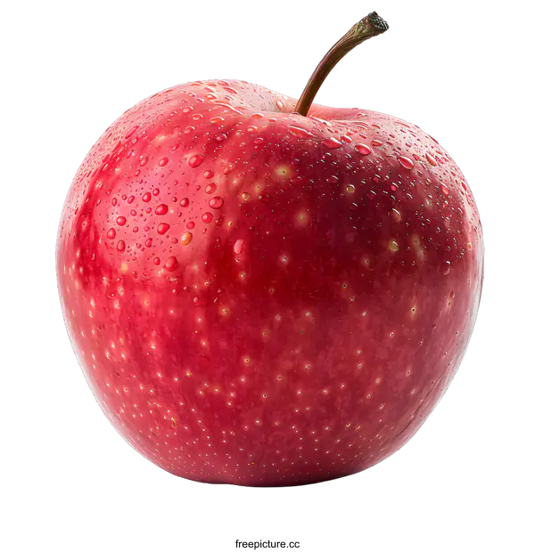 [Transparent Background PNG]Fresh Red Apple with Water Droplets