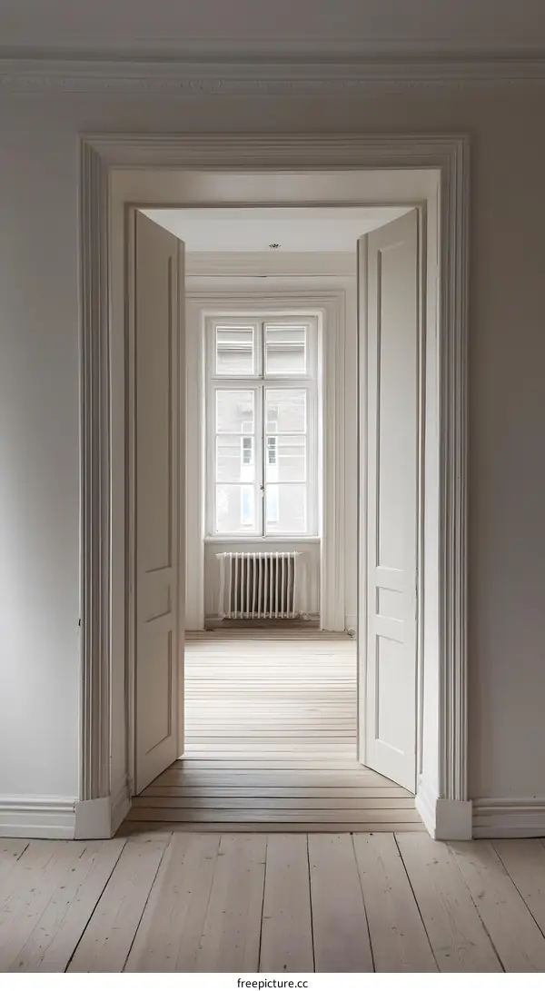 White Doorway Leading to a Room with a Window