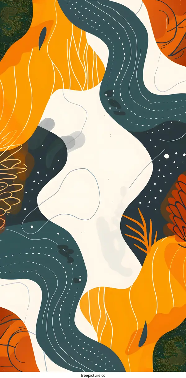 Abstract  Background with  Orange  and  Green  Shapes