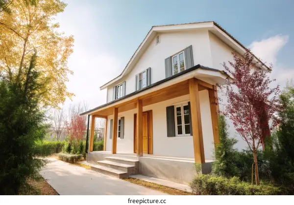 Modern House with Porch and Landscaping