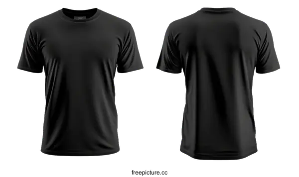 [Transparent Background PNG]Blank Black T-Shirt Mockup Front and Back View
