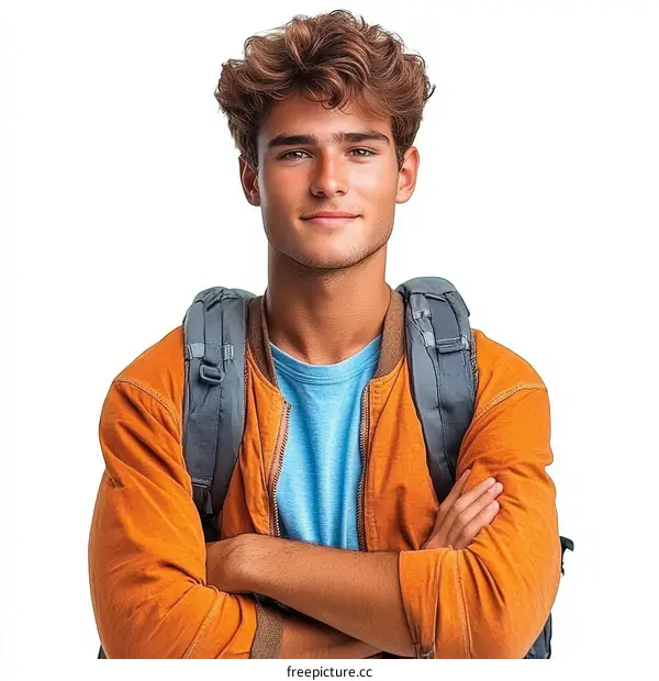 Portrait of a Young Student with a Backpack
