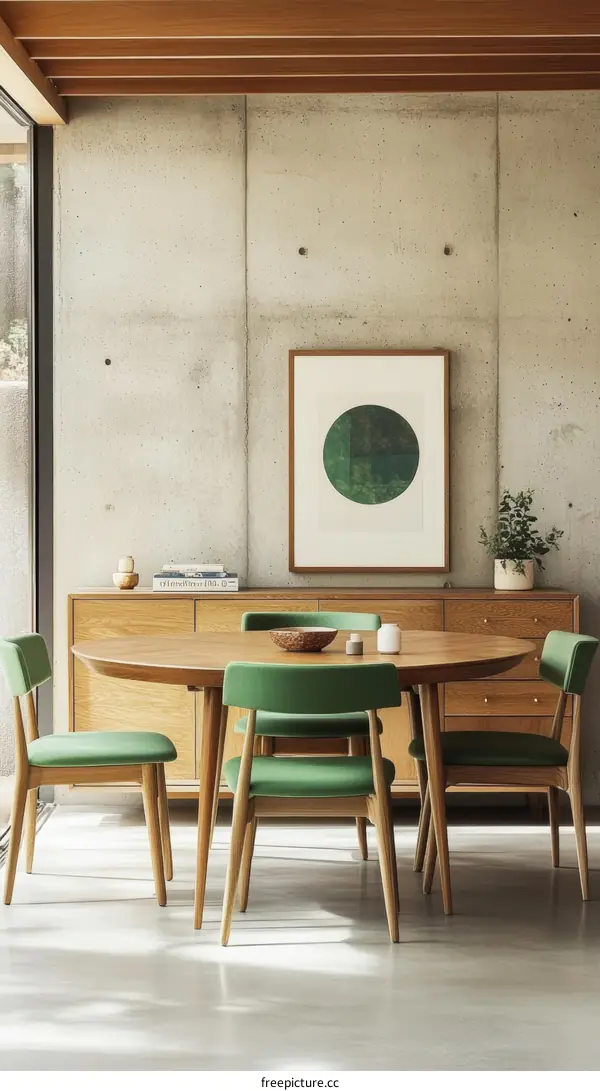 Modern Dining Room with Green Chairs
