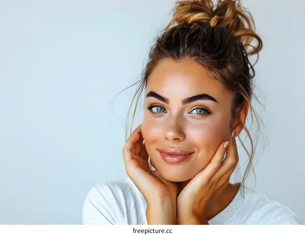 Portrait of a Beautiful Young Woman with Freckles
