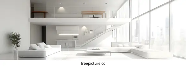 Modern Minimalist White Loft Interior Design