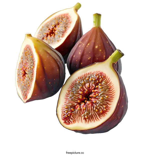 [Transparent Background PNG]Close-up photo of a sliced fig