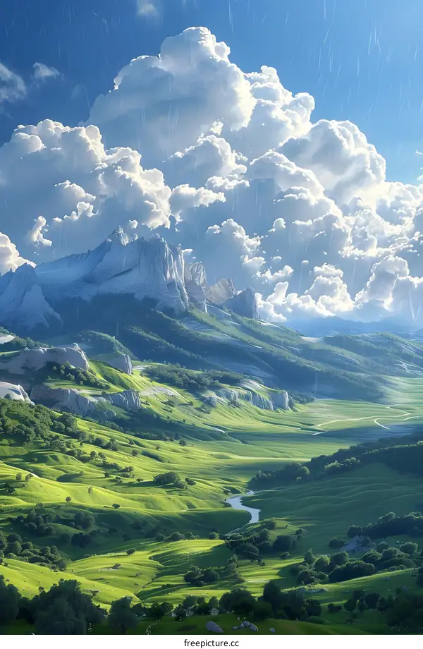 A湍急的山谷河流