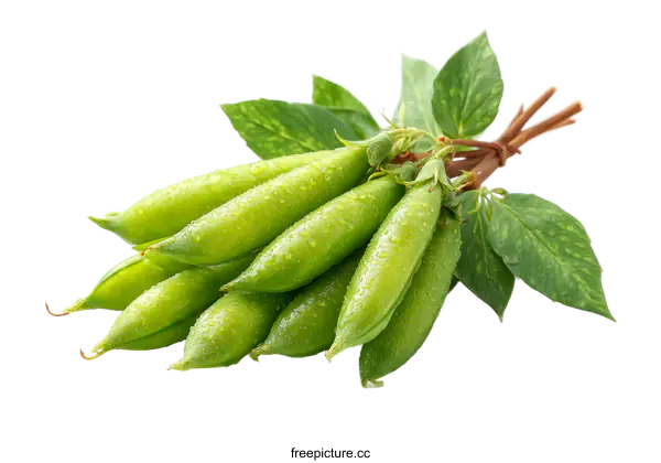 [Transparent Background PNG]Fresh Green Peas with Leaves