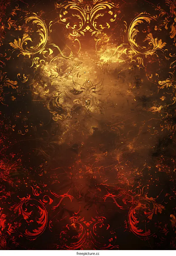 Retro red and gold pattern background