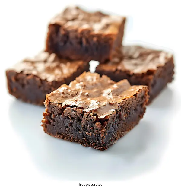 Delicious Fudgy Brownies on White Background