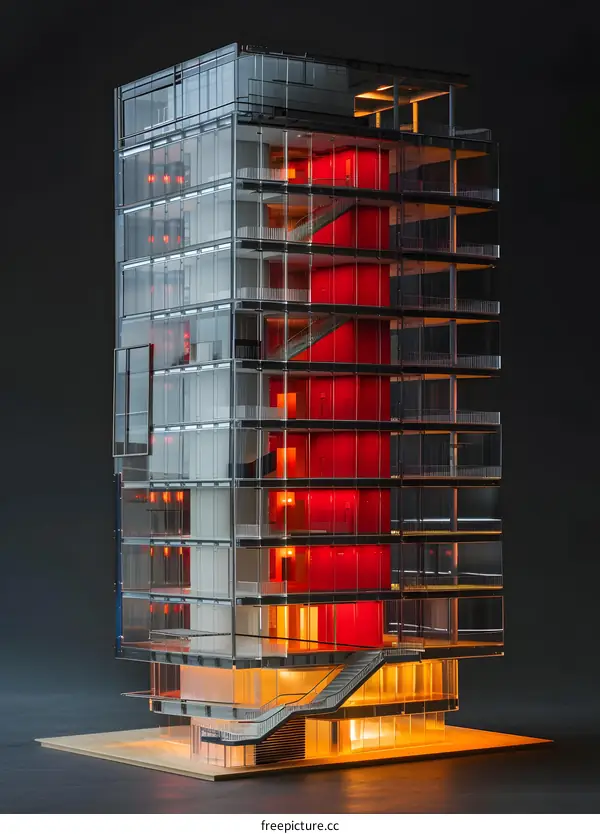 Glass Model of Modern High Rise Building