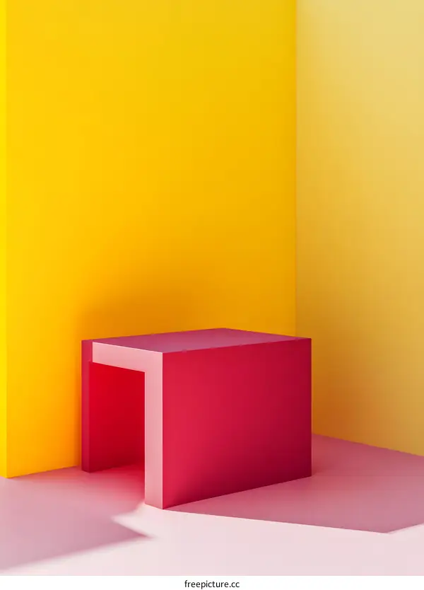 Pink Geometric Stand on Yellow and Orange Background