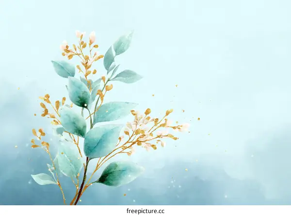 Delicate Watercolor Eucalyptus Branches Illustration