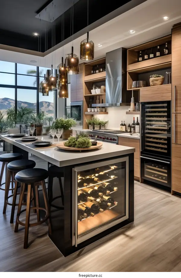 Modern Kitchen with Wood Cabinets and Stainless Steel Appliances