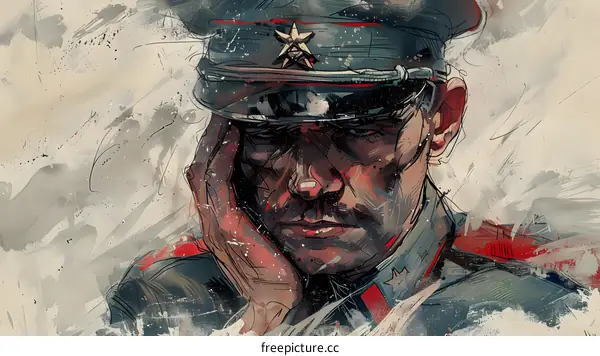 Soviet Soldier Portrait Art Illustration