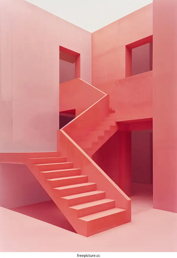 Pink Concrete Staircase Interior Design