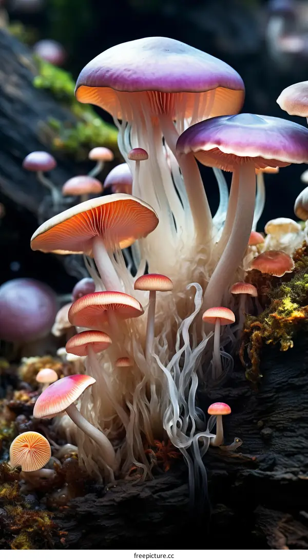 Glowing Mushrooms in the Dark Forest