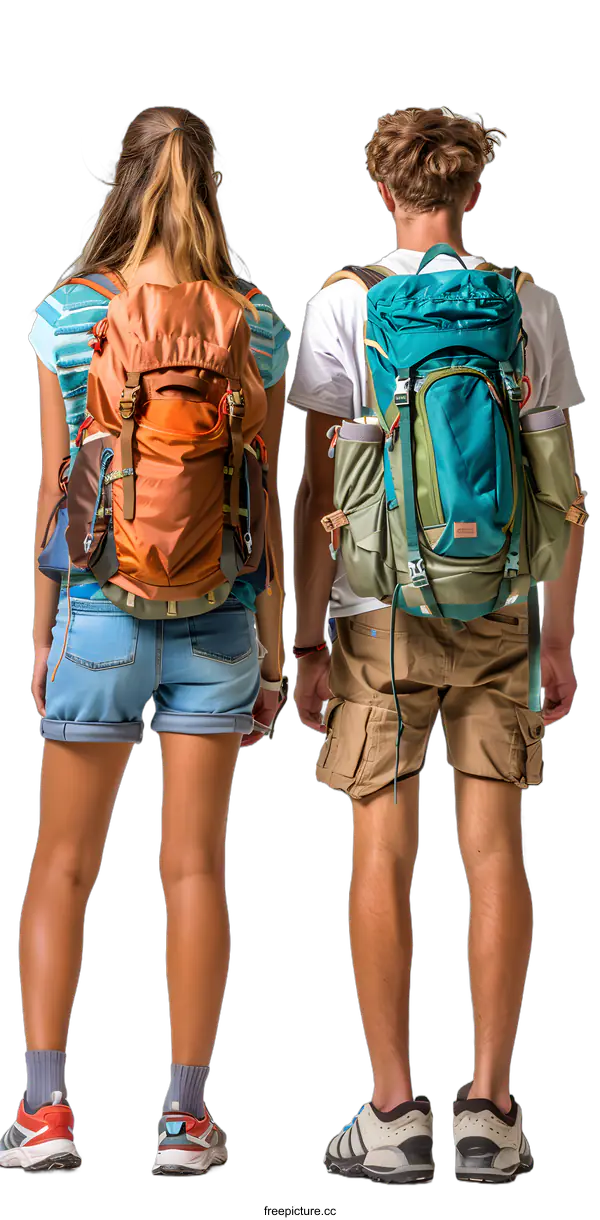 [Transparent Background PNG]Two people with backpacks