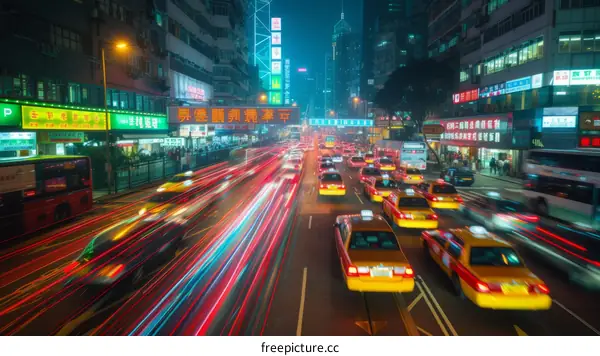 Night Traffic in Hong Kong City