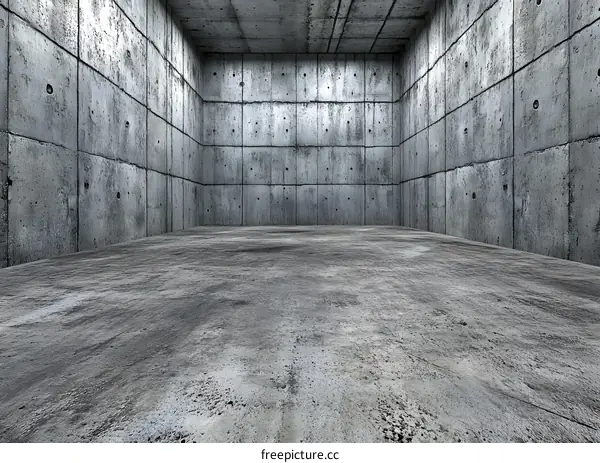 Empty Concrete Room with Rough Texture