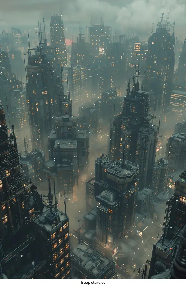 Futuristic Cityscape Aerial View Illustration