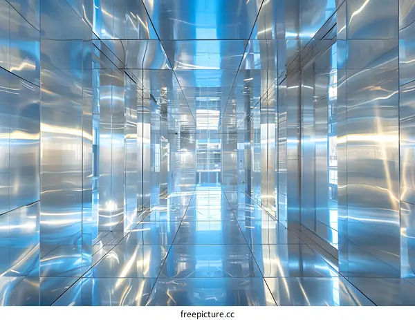 Steel Hallway With Reflections