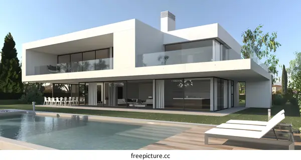 Modern Minimalist House with Swimming Pool and Patio
