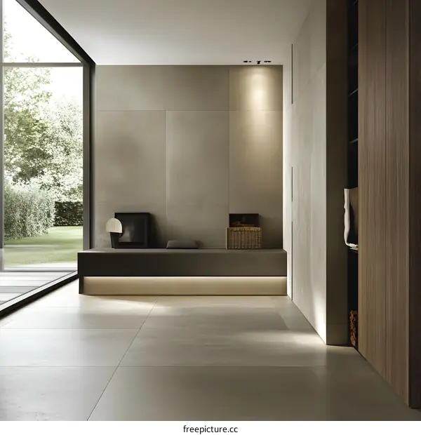 Modern Minimalist Home Interior Design with Grey Walls and Wooden Accents